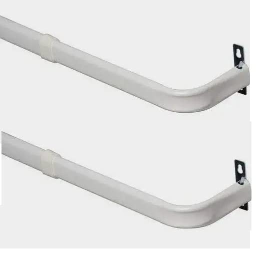 Yafa Home Fashion Heavy Duty Single Standard Adjustable Curtain Rod Hardware Included, Projection distance from the wall 2.5 inches(White, 26"-48")