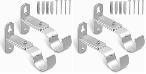 Adjustable Curtain Rod Brackets for 1" Rods, 3 Pack, Black