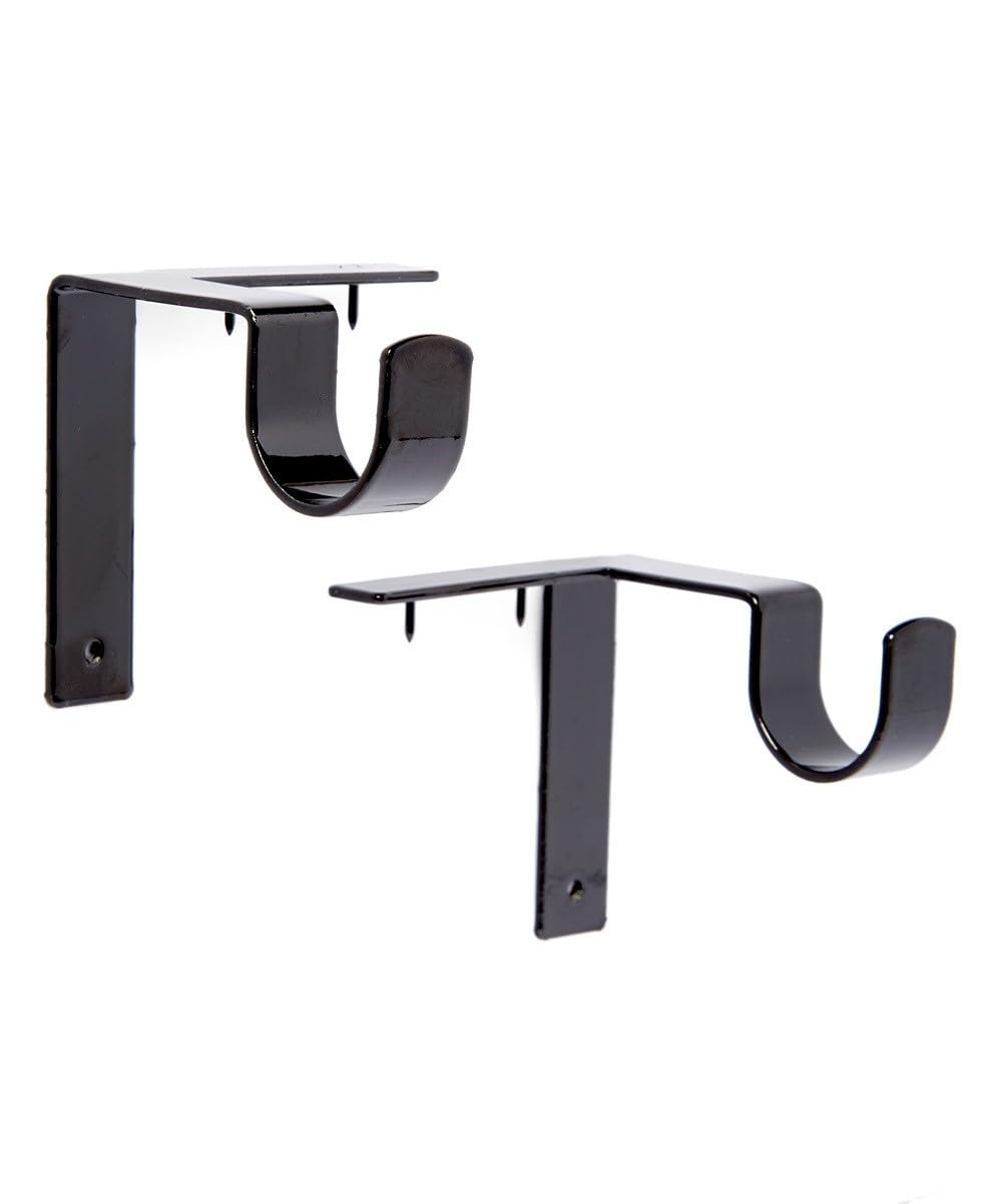 Kwik-Hang Single Curtain Rod Brackets – No Drill, No Damage – Perfect Curtains Every Time – 1” Silver