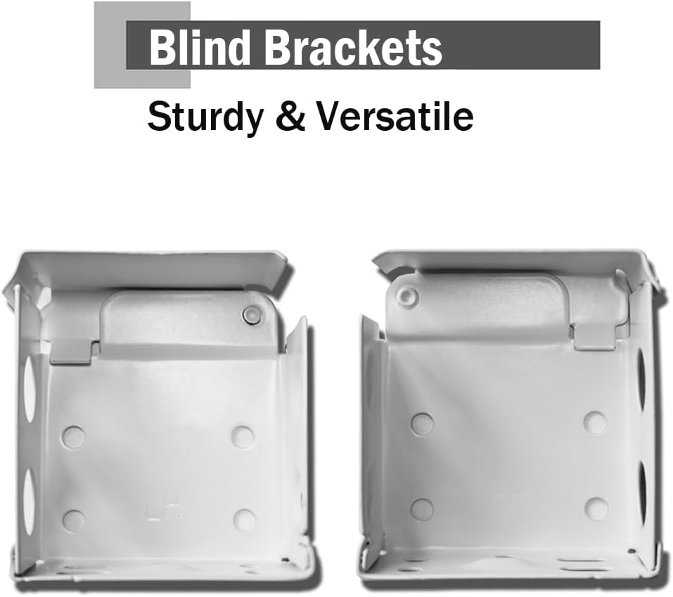 2PCS Mini Blind Brackets, Metal Window Blind Brackets, 2 inch White Window Blinds Headrail Holder Bracket for High Profile Blinds