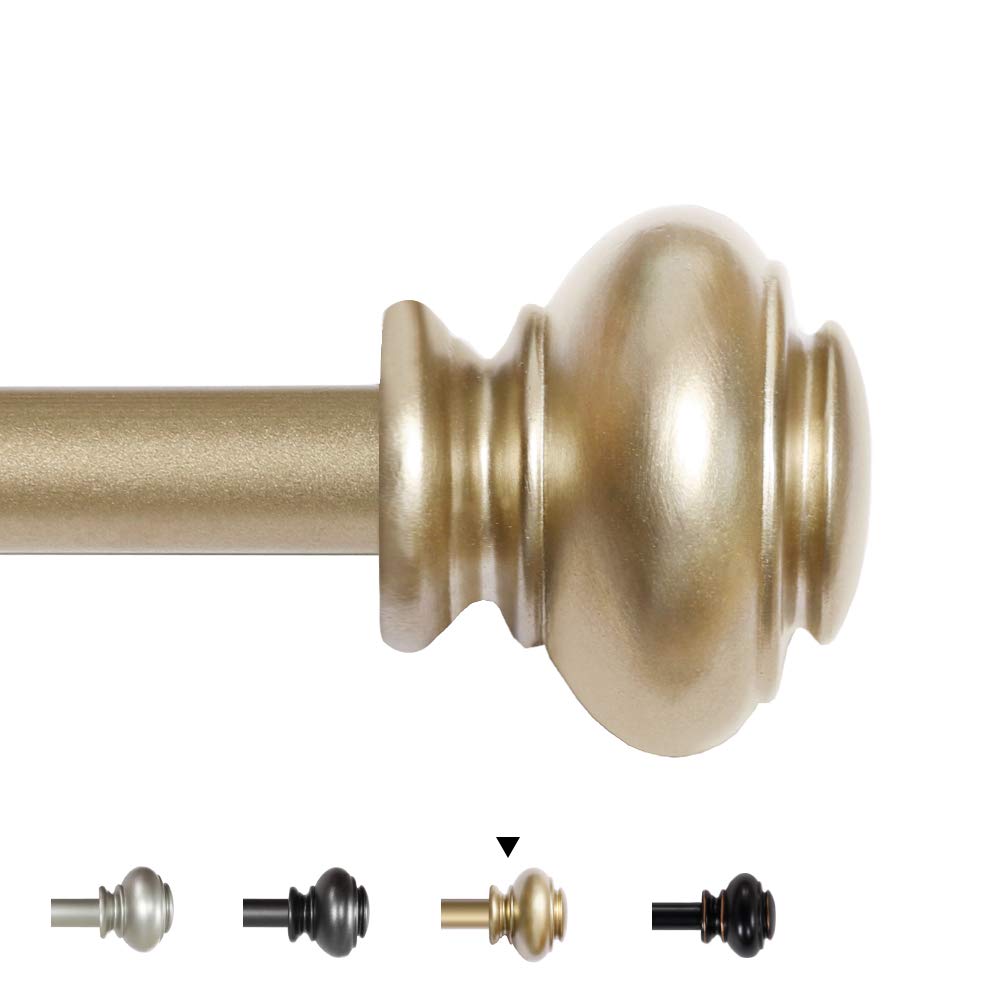 H.VERSAILTEX Window Curtain Rods for Windows 28 to 48 Inches Adjustable Decorative 3/4 Inch Diameter Single Window Curtain Rod Set with Classic Finials, Nickel