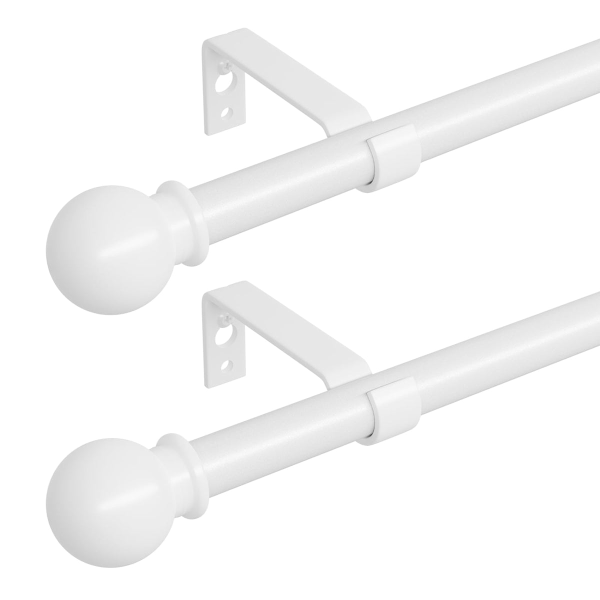 Curtain Rods for Windows 28 to 48 inch, 5/8 inch Black Curtain Rod Set with Brackets, Splicing Adjustable Metal Drapery Rod for Bedroom, Kitchen, Living Room, Matte Black