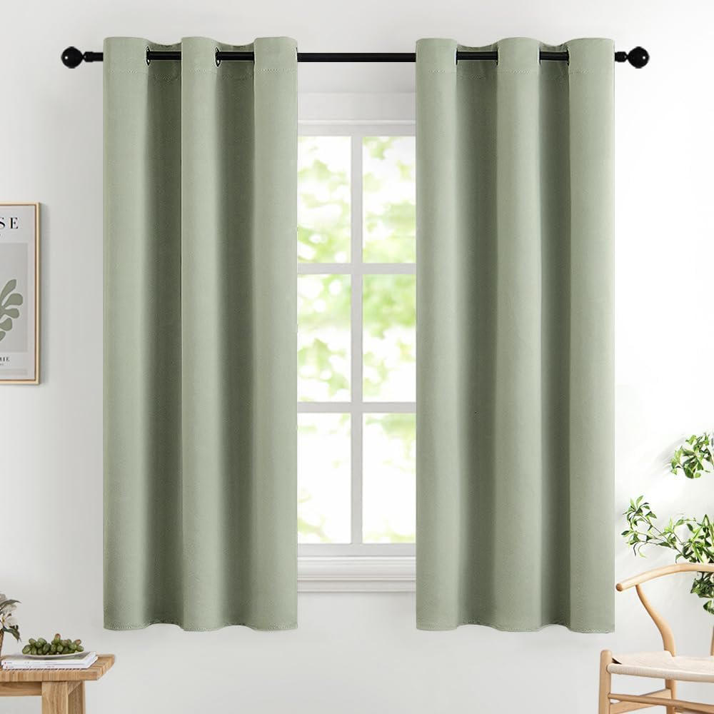 MIULEE Olive Blackout Bedroom Curtains Drapes 84 Inch Long 52"x84"