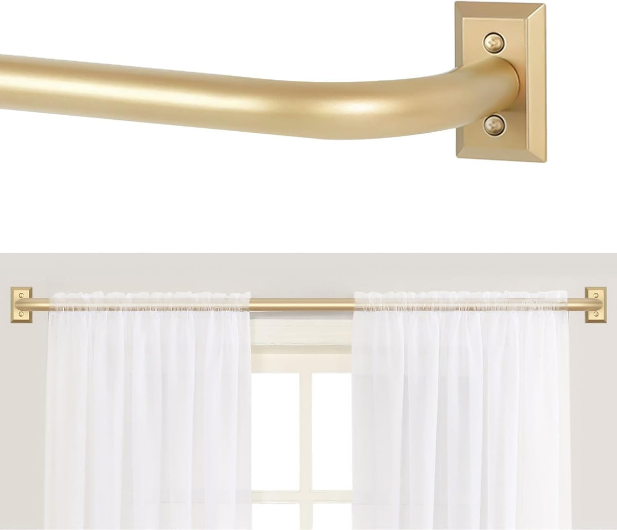 TANGWIN Wrap Around Blackout Curtain Rods,1" Heavy Duty Adjust 48-90",Gold