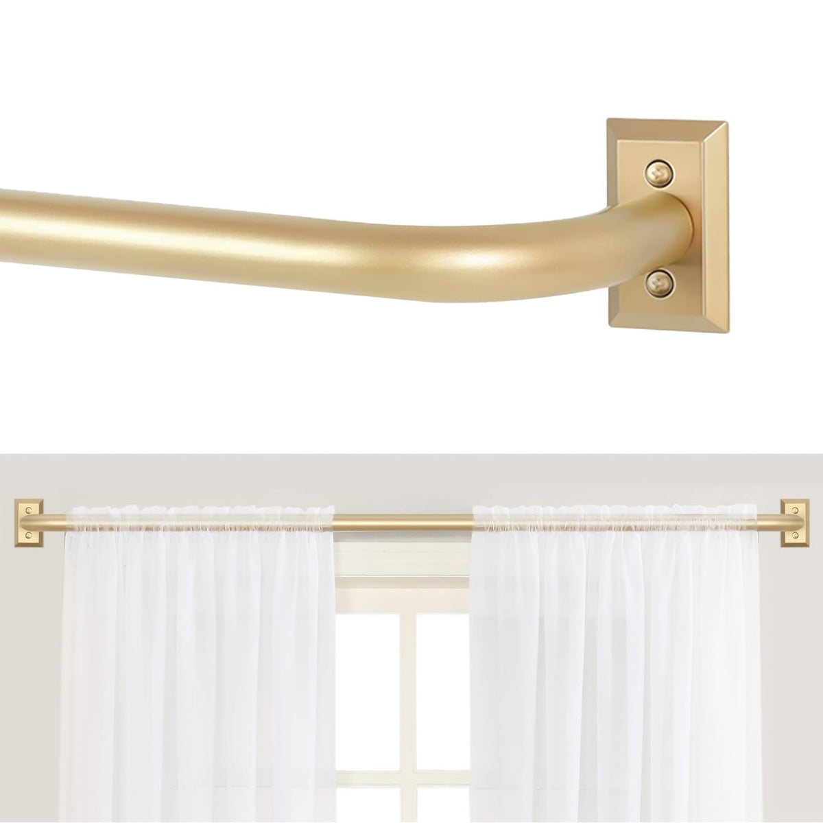 TANGWIN Wrap Around Blackout Curtain Rods,1" Heavy Duty Adjust 48-90",Gold
