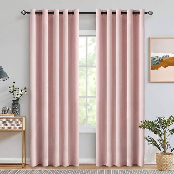 MIULEE Olive Blackout Bedroom Curtains Drapes 84 Inch Long 52"x84"