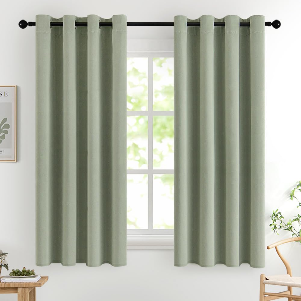 MIULEE Olive Blackout Bedroom Curtains Drapes 84 Inch Long 52"x84"