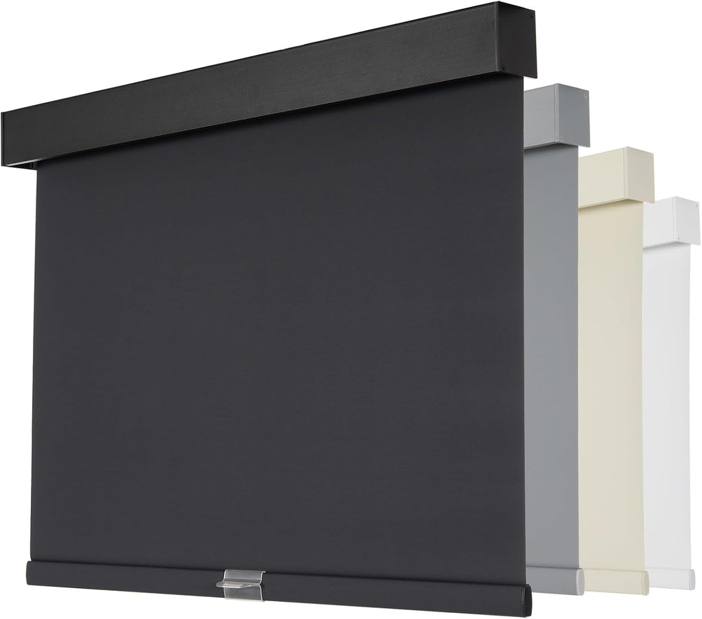 Persilux Cordless Blackout Roller Shades with Valance, Thermal Insulated Fabric Window Blinds, Free-Stop Shades for Home, Door and Bedroom (Black, 28" W x 72" H)