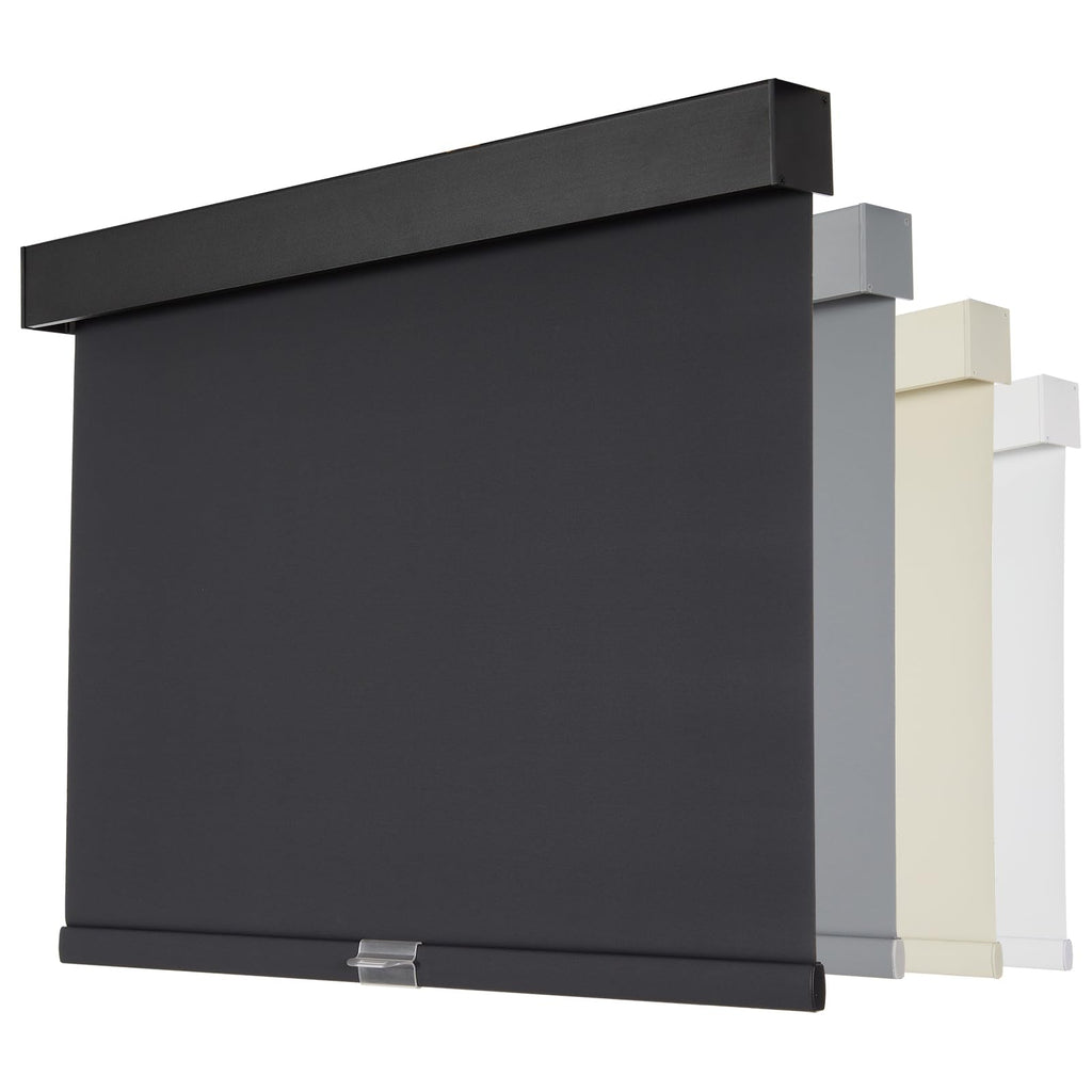 Persilux Cordless Blackout Roller Shades with Valance, Thermal Insulated Fabric Window Blinds, Free-Stop Shades for Home, Door and Bedroom (Black, 28" W x 72" H)