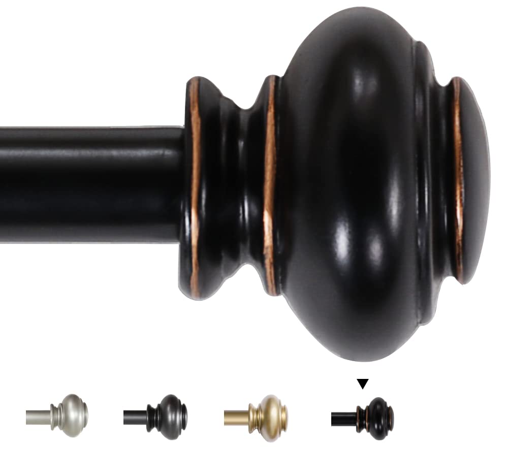 H.VERSAILTEX Window Curtain Rods for Windows 28 to 48 Inches Adjustable Decorative 3/4 Inch Diameter Single Window Curtain Rod Set with Classic Finials, Nickel