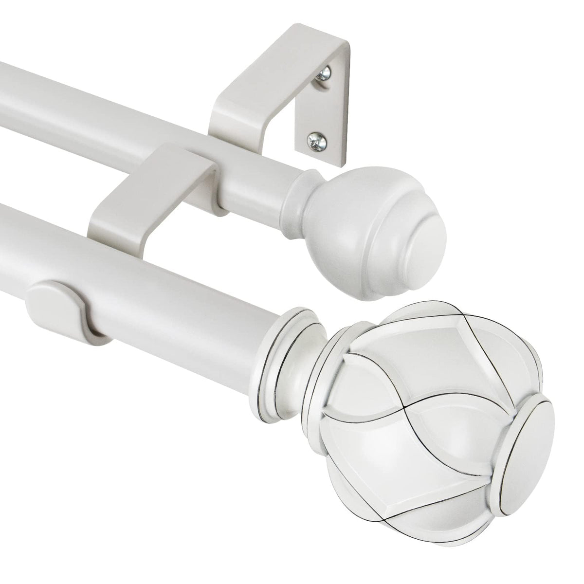 KAMANINA Double Curtain Rods for Windows 72 to 144 Inch, Adjustable, Bronze