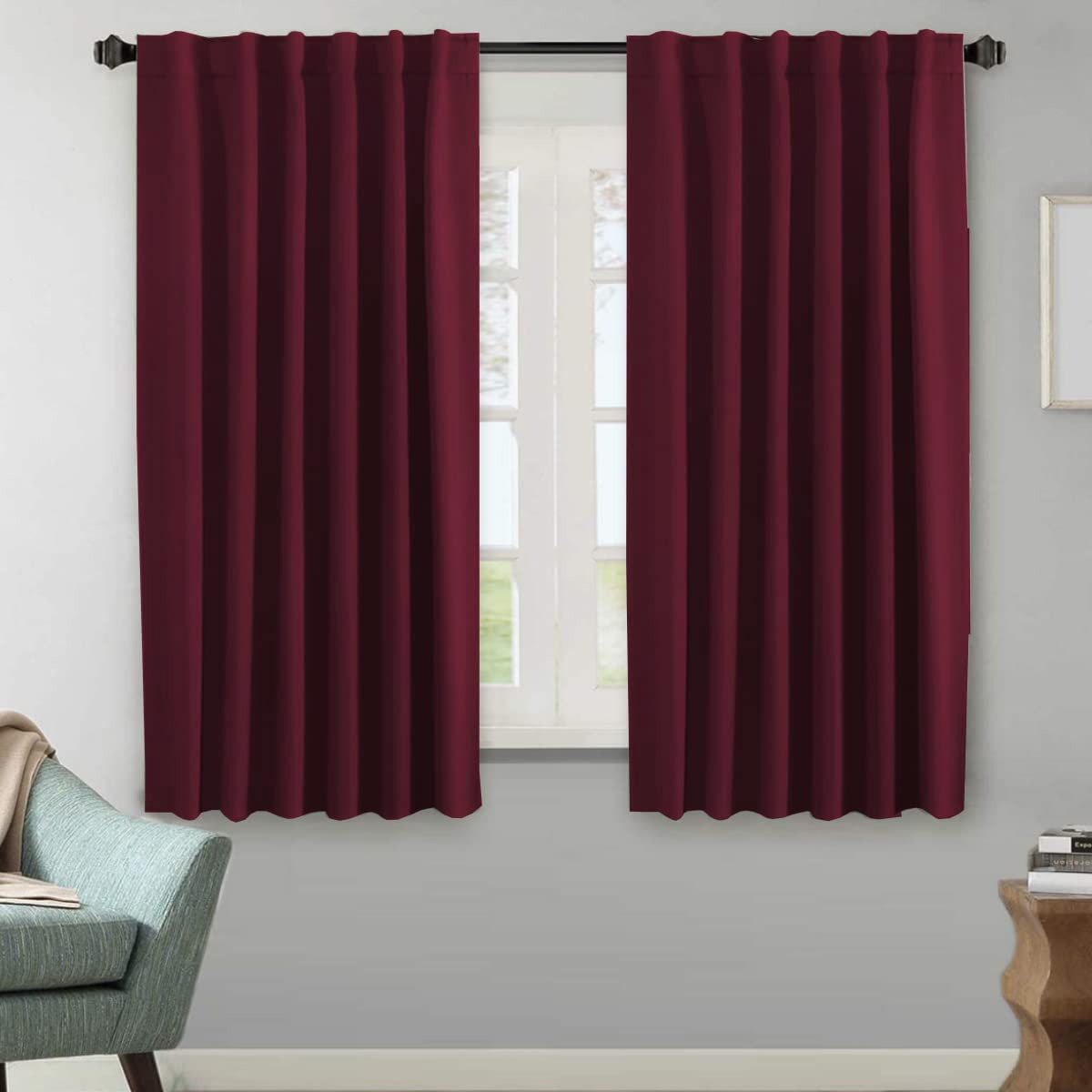 H.VERSAILTEX Blackout Curtains Thermal Insulated Window Treatment Panels Room Darkening Blackout Drapes for Living Room Back Tab/Rod Pocket Bedroom Draperies, 52 x 84 Inch, Light Sage, 2 Panels