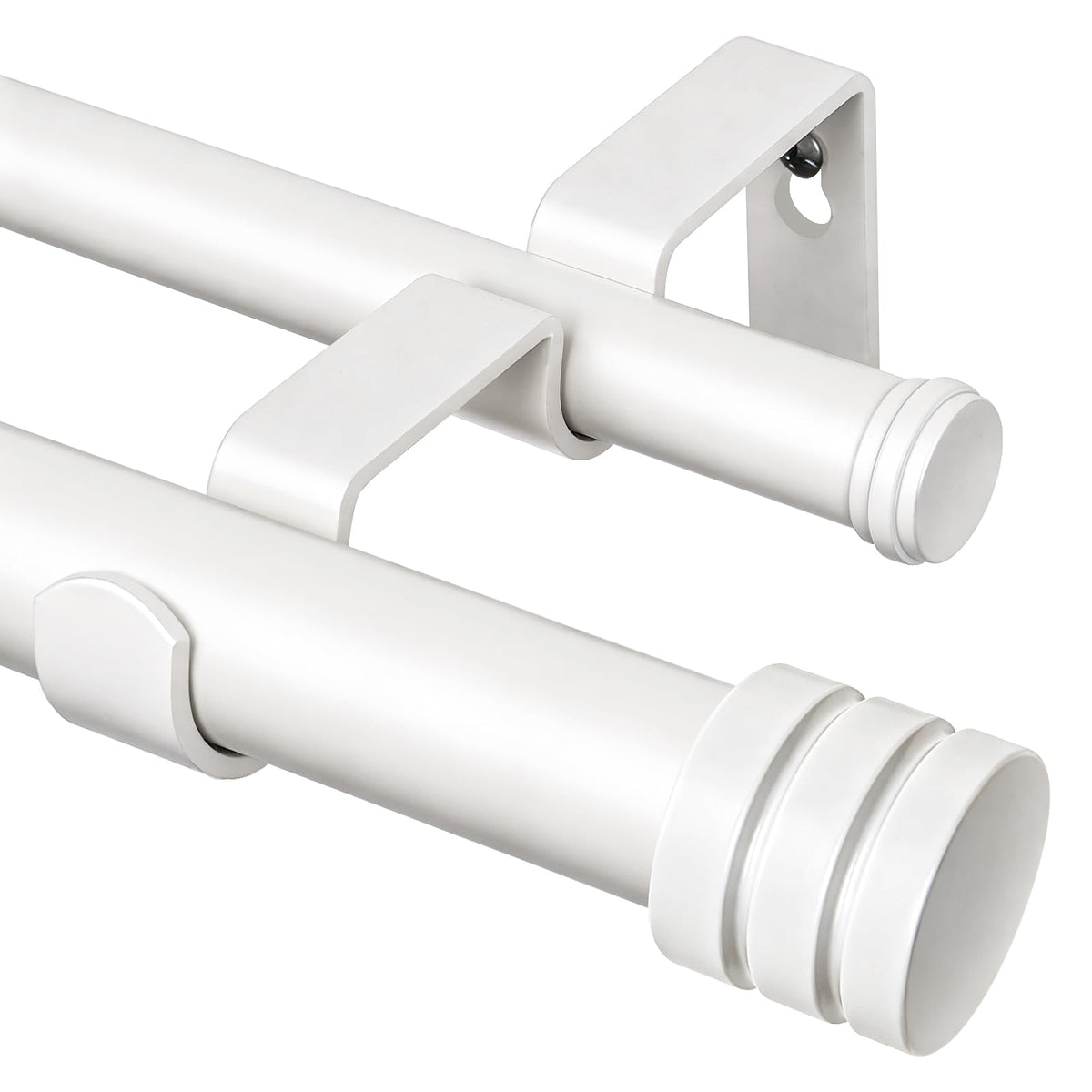 TONIAL 1 Inch Double Curtain Rods for Windows 66 to 120 Inch, Black,