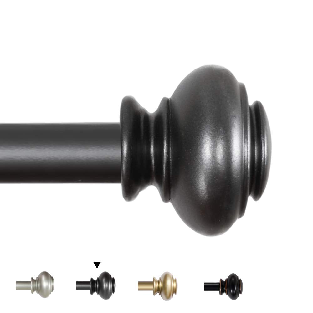 H.VERSAILTEX Window Curtain Rods for Windows 28 to 48 Inches Adjustable Decorative 3/4 Inch Diameter Single Window Curtain Rod Set with Classic Finials, Nickel