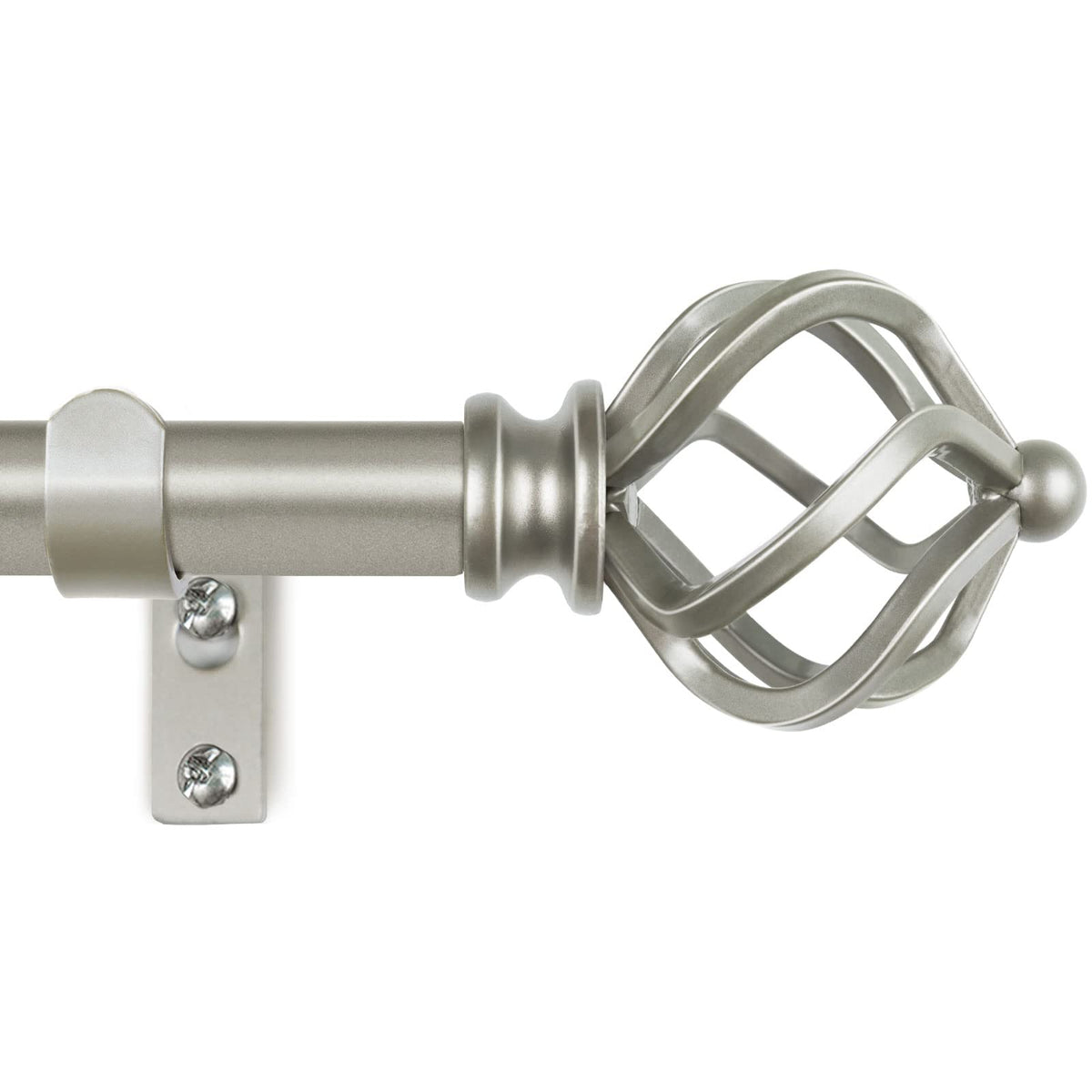 KAMANINA Silver Curtain Rod 32 to 58 Inch, Adjustable Window Treatment Rods
