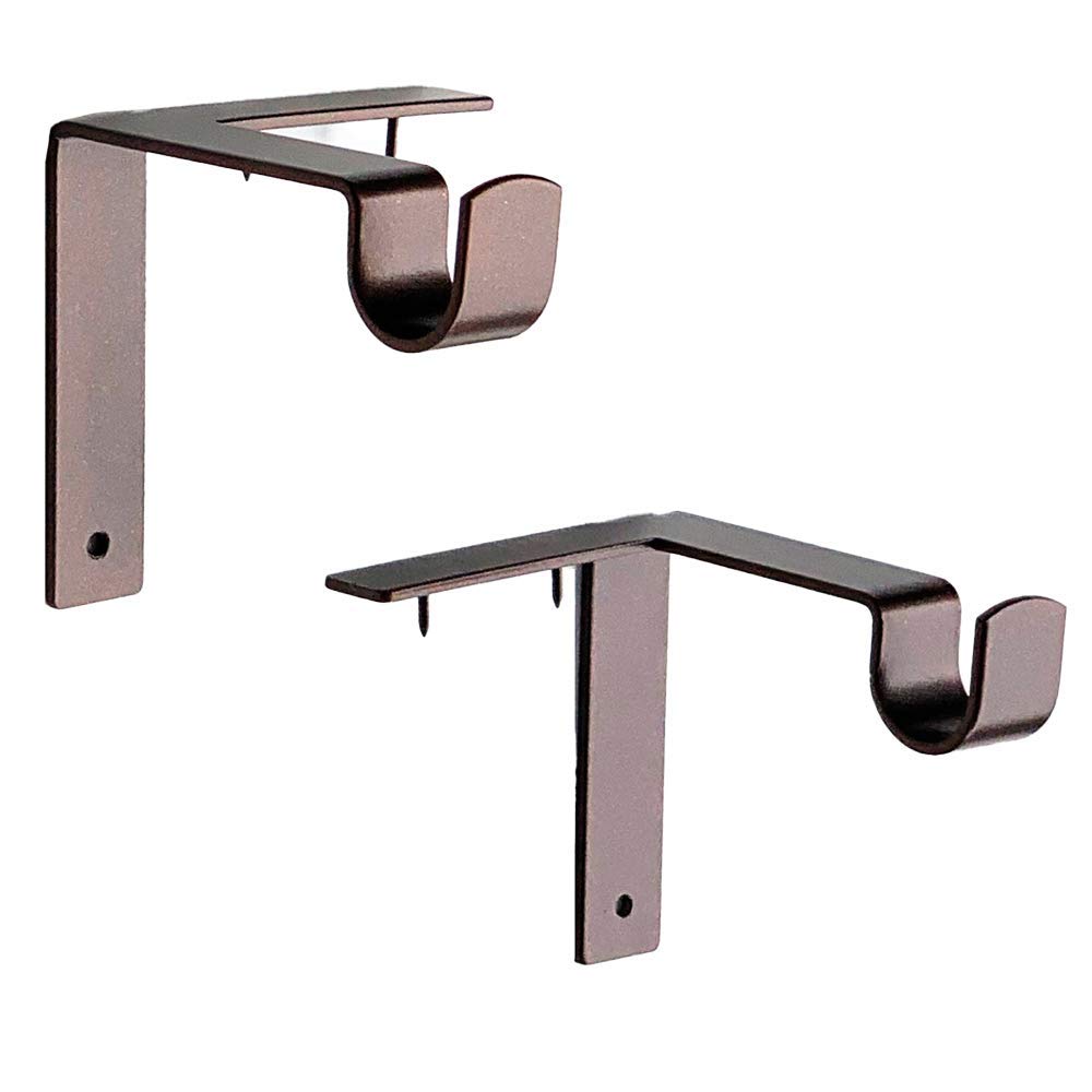 Kwik-Hang Single Curtain Rod Brackets – No Drill, No Damage – Perfect Curtains Every Time – 1” Silver