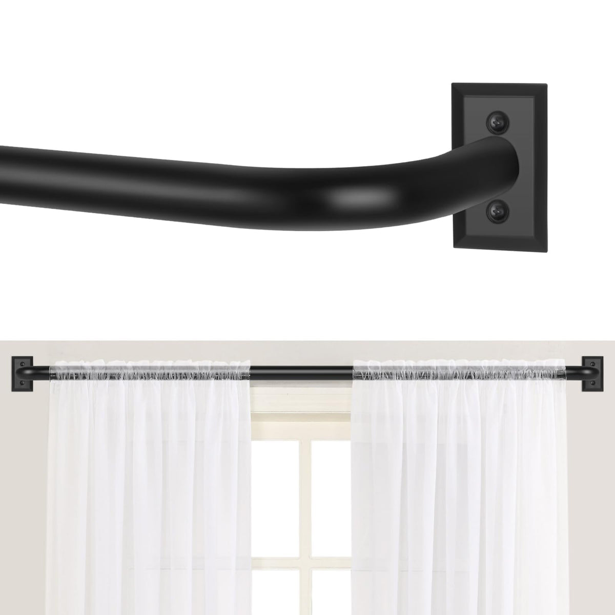 TANGWIN Wrap Around Blackout Curtain Rods,1" Heavy Duty Adjust 48-90",Gold