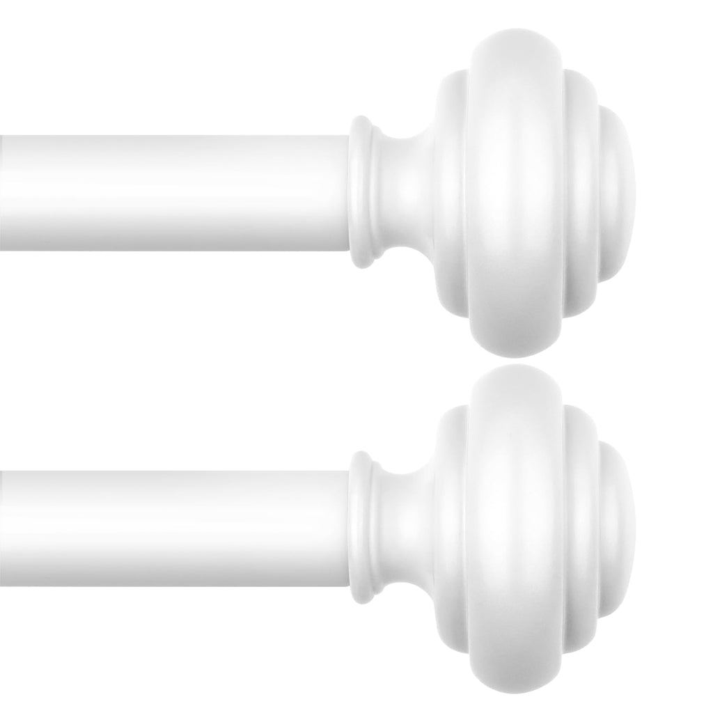 KAMANINA Curtain Rods for Windows 48 to 84 Inches Silver Decorative Finials