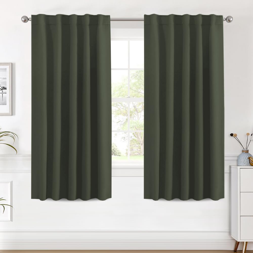 H.VERSAILTEX Blackout Curtains Thermal Insulated Window Treatment Panels Room Darkening Blackout Drapes for Living Room Back Tab/Rod Pocket Bedroom Draperies, 52 x 84 Inch, Light Sage, 2 Panels