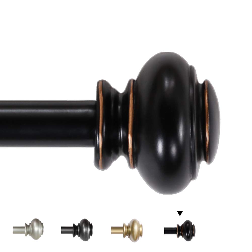 H.VERSAILTEX Window Curtain Rods for Windows 28 to 48 Inches Adjustable Decorative 3/4 Inch Diameter Single Window Curtain Rod Set with Classic Finials, Nickel