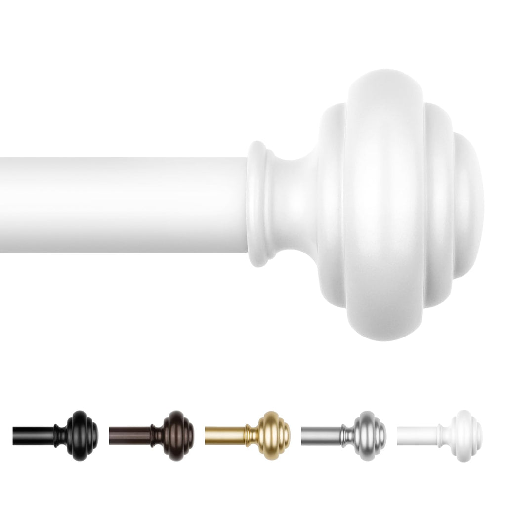 KAMANINA Curtain Rods for Windows 48 to 84 Inches Silver Decorative Finials