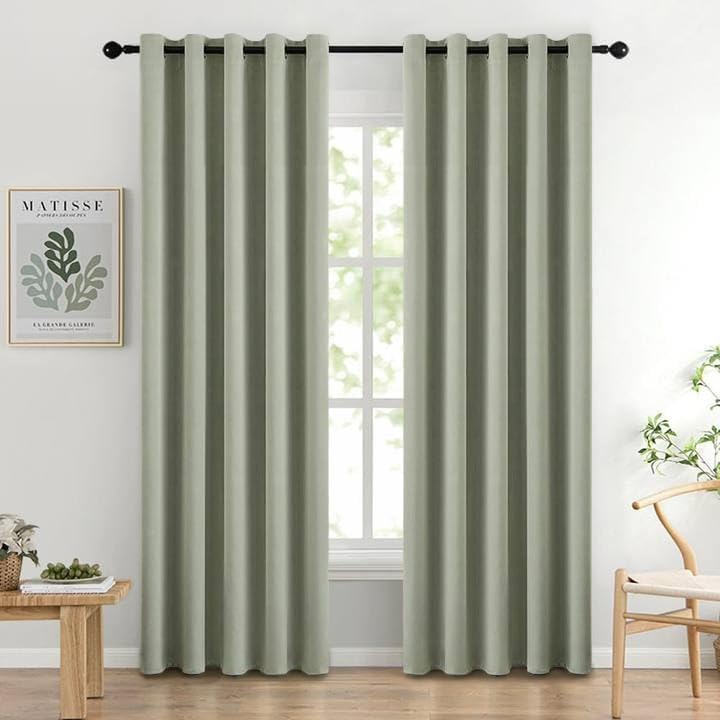 MIULEE Olive Blackout Bedroom Curtains Drapes 84 Inch Long 52"x84"