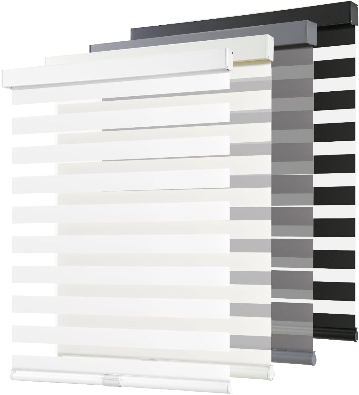AOSKY Cordless Zebra Blinds for Indoor Windows, 34" W x 72" H, White