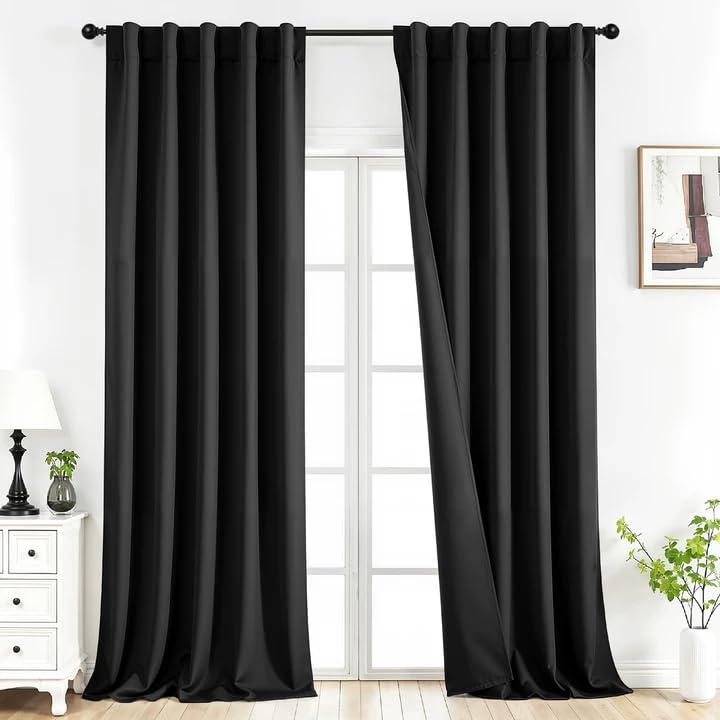 Joydeco Blackout Curtains 96 Inches Long, Thermal Insulated Black Out Curtains 2 Panels Set for Bedroom, Room Darkening Drapes for Living Room Window (W52 x L96 Inch, Navy Blue)