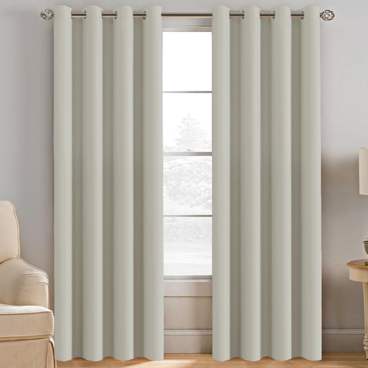 H.VERSAILTEX Blackout Curtains for Bedroom Thermal Insulated Room Darkening Living Room Curtains 63 Inch Long Grommet Privacy Protection Window Curtain Panels/Drapes for Nursery,2 Panels,Ivory/Cream