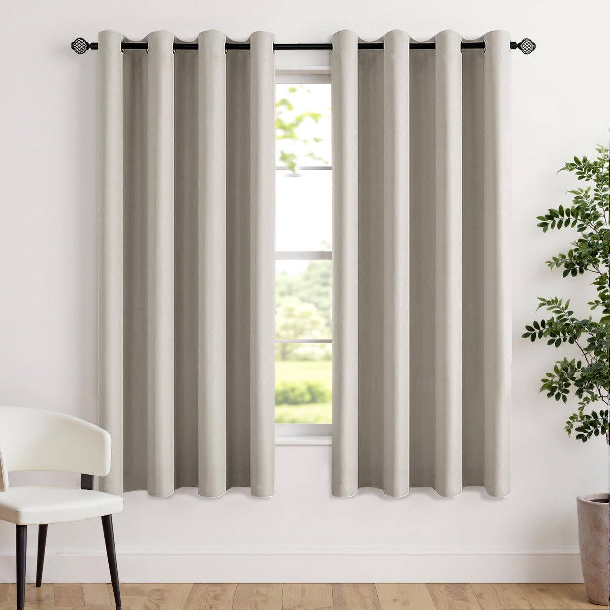 MIULEE Olive Blackout Bedroom Curtains Drapes 84 Inch Long 52"x84"