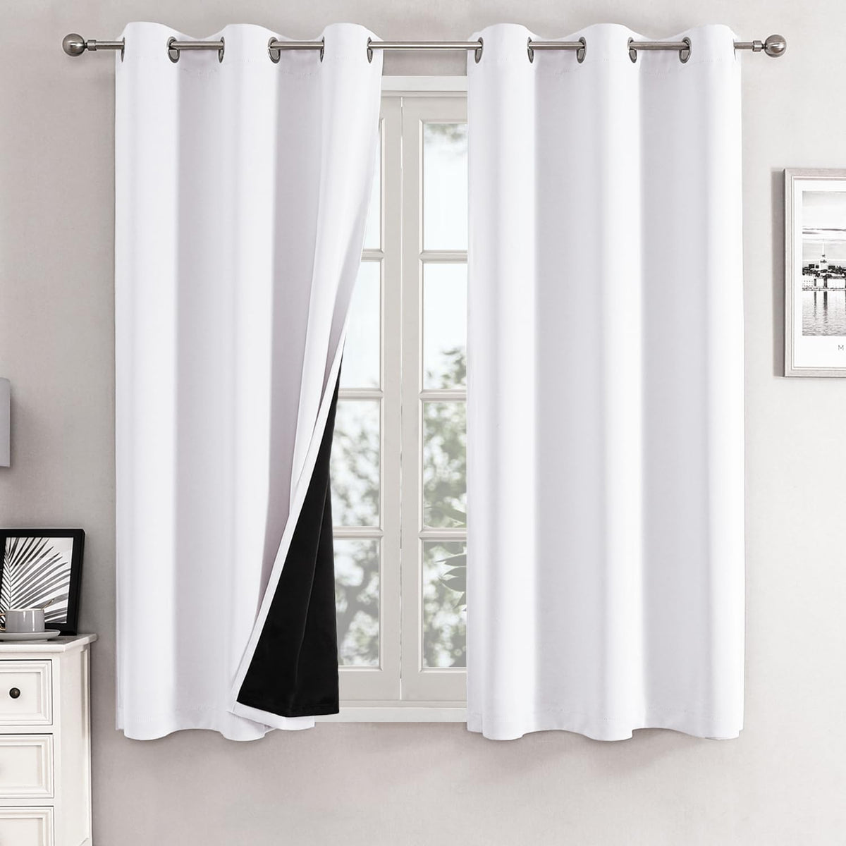 ChrisDowa 100% Blackout Curtains for Bedroom 63 Inches Long 2 Panels Set