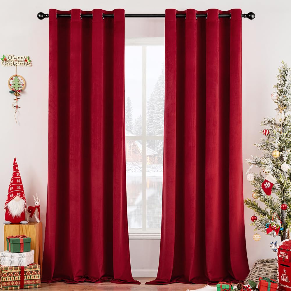 MIULEE Velvet Blackout Curtains Olive Green 52 x 96 Inch Length 2 Panels
