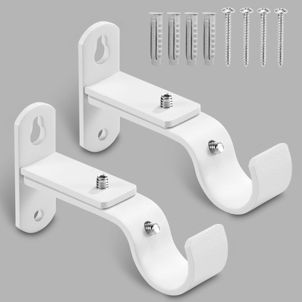 Adjustable Curtain Rod Brackets for 1" Rods, 3 Pack, Black