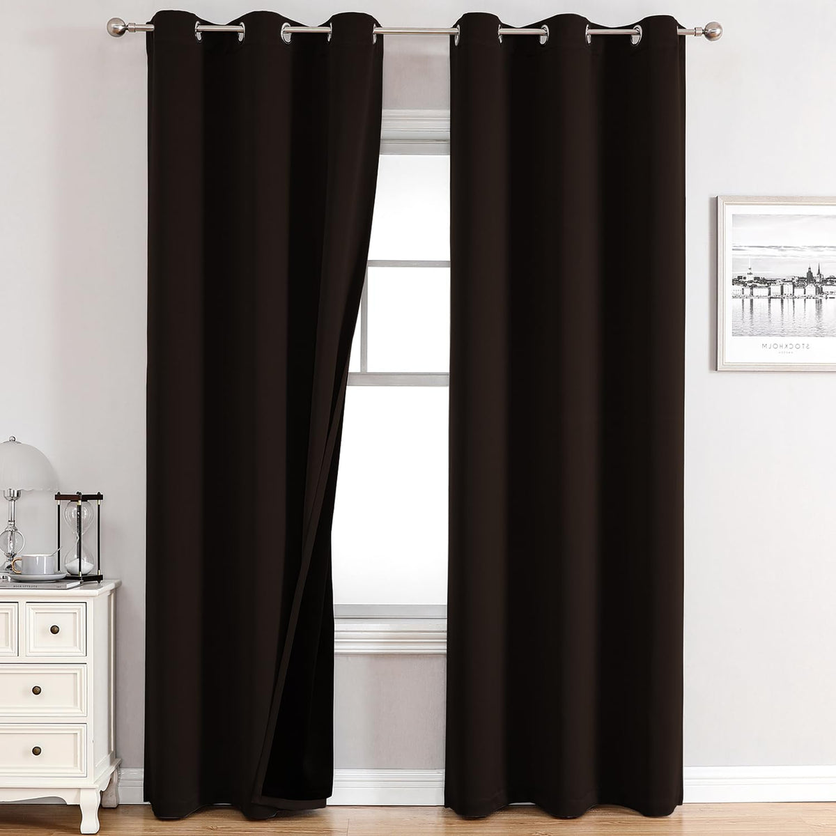 ChrisDowa 100% Blackout Curtains for Bedroom 63 Inches Long 2 Panels Set