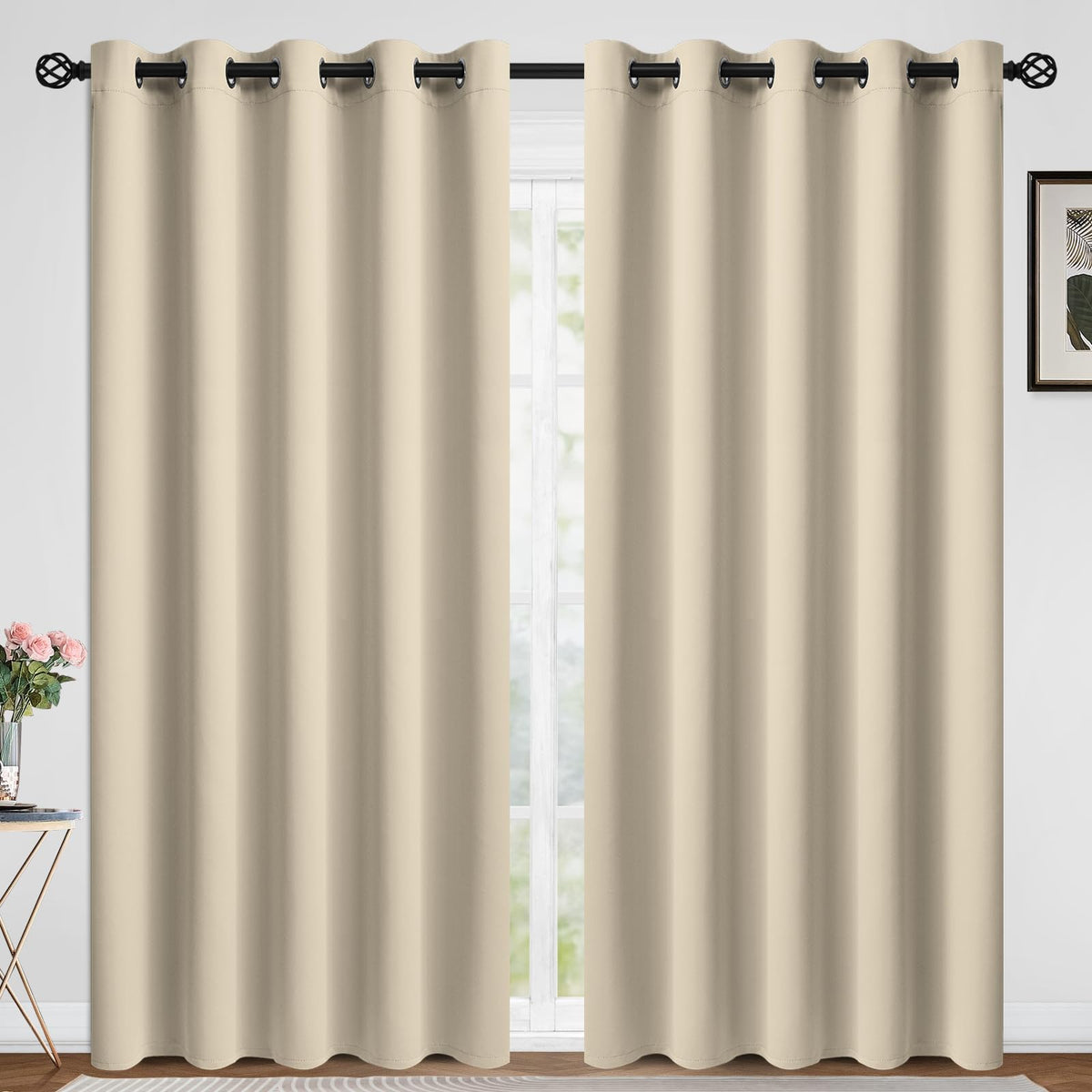 COSVIYA Grommet Blackout Room Darkening Navy Blue Curtains 84 inch Length