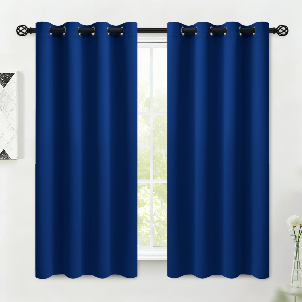 COSVIYA Grommet Blackout Room Darkening Navy Blue Curtains 84 inch Length