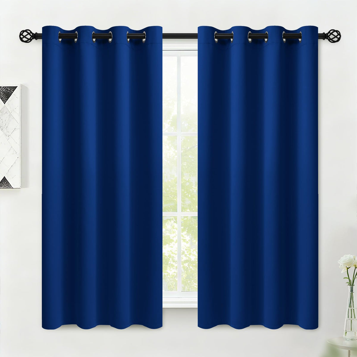 COSVIYA Grommet Blackout Room Darkening Navy Blue Curtains 84 inch Length