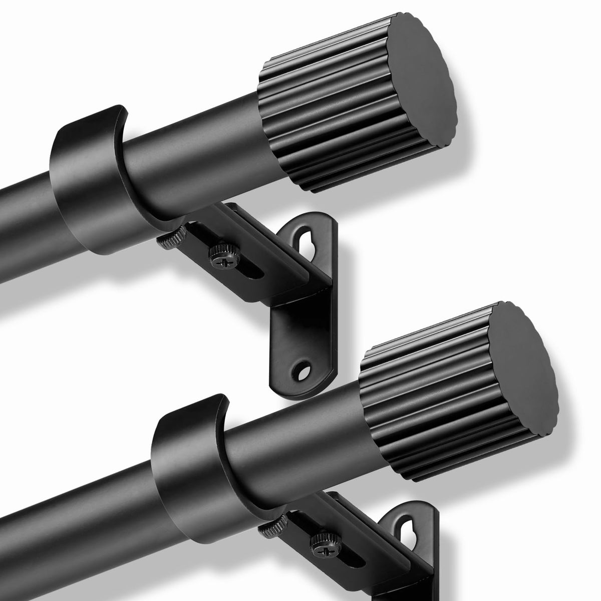 Curtain Rods 16-76", 1 Inch Adjustable Black Curtain Rod, 1 Pack