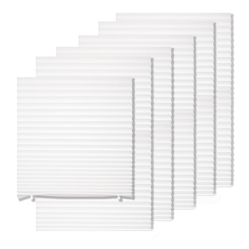 MYshade 6 Pack Temporary Blackout Paper Shades for Windows,Paper Pleated Blinds with Adhesive,No Tools No Drilling Free Cut Size Temporary Room Darkening Shades(Black, 36" W x 72" H)