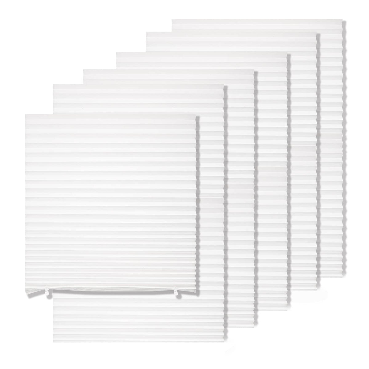 MYshade 6 Pack Temporary Blackout Paper Shades for Windows,Paper Pleated Blinds with Adhesive,No Tools No Drilling Free Cut Size Temporary Room Darkening Shades(Black, 36" W x 72" H)