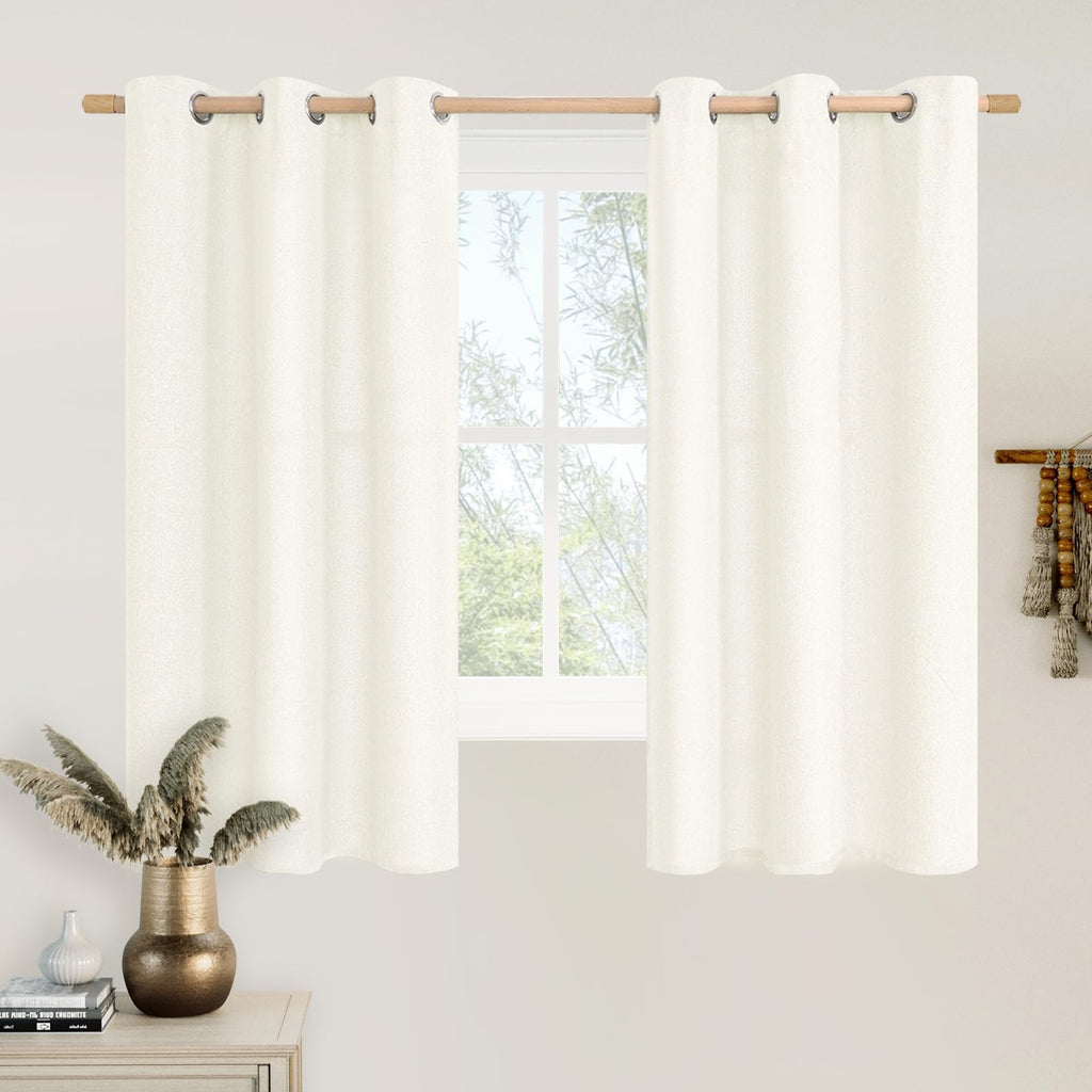 LAMIT 90 Inch Long Oatmeal Linen Curtains for Living Room 2 Panels