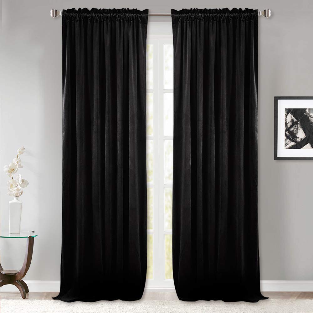 StangH Theater Red Velvet Curtains for Living Room Christmas Decor 2 Panels