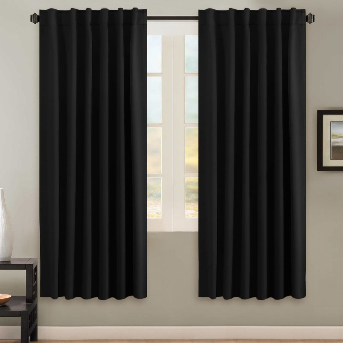 H.VERSAILTEX Blackout Curtains Thermal Insulated Window Treatment Panels Room Darkening Blackout Drapes for Living Room Back Tab/Rod Pocket Bedroom Draperies, 52 x 84 Inch, Light Sage, 2 Panels