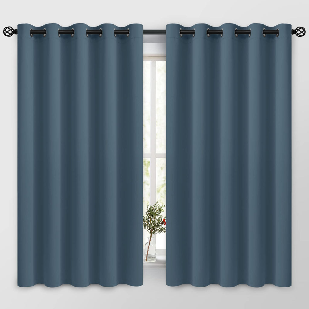 COSVIYA Grommet Blackout Room Darkening Navy Blue Curtains 84 inch Length