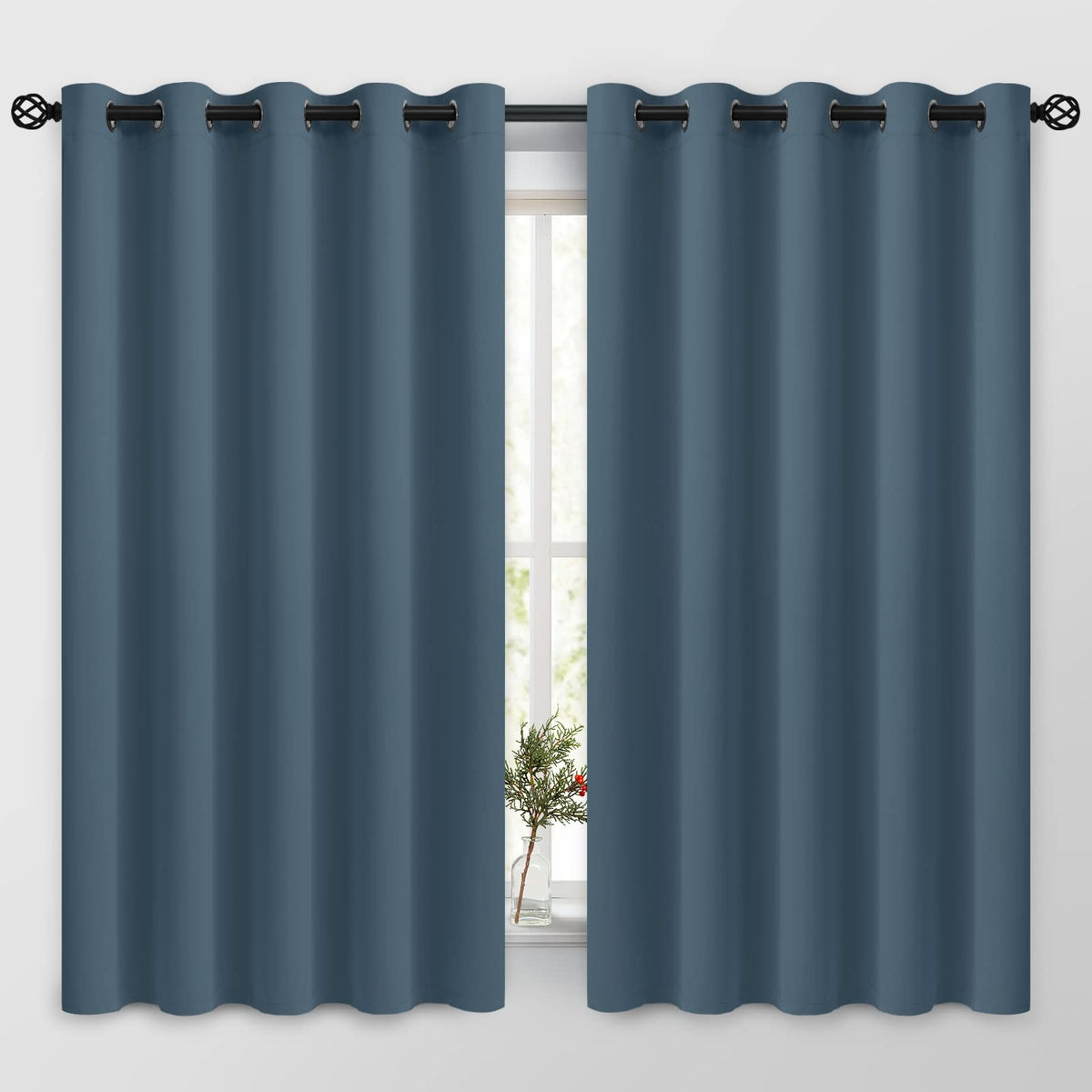 COSVIYA Grommet Blackout Room Darkening Navy Blue Curtains 84 inch Length