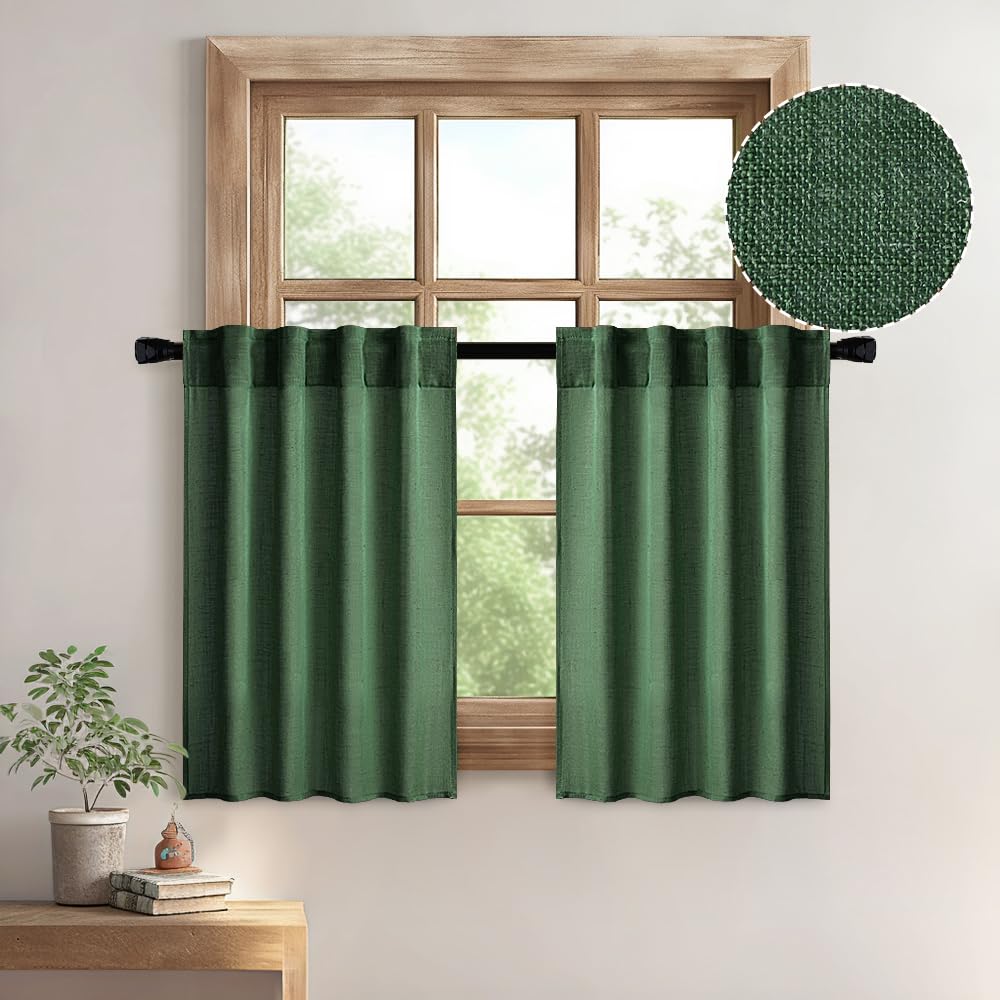 MIULEE Natural White Linen Curtains 52x96 Inch Long 2 Panels for Bedroom