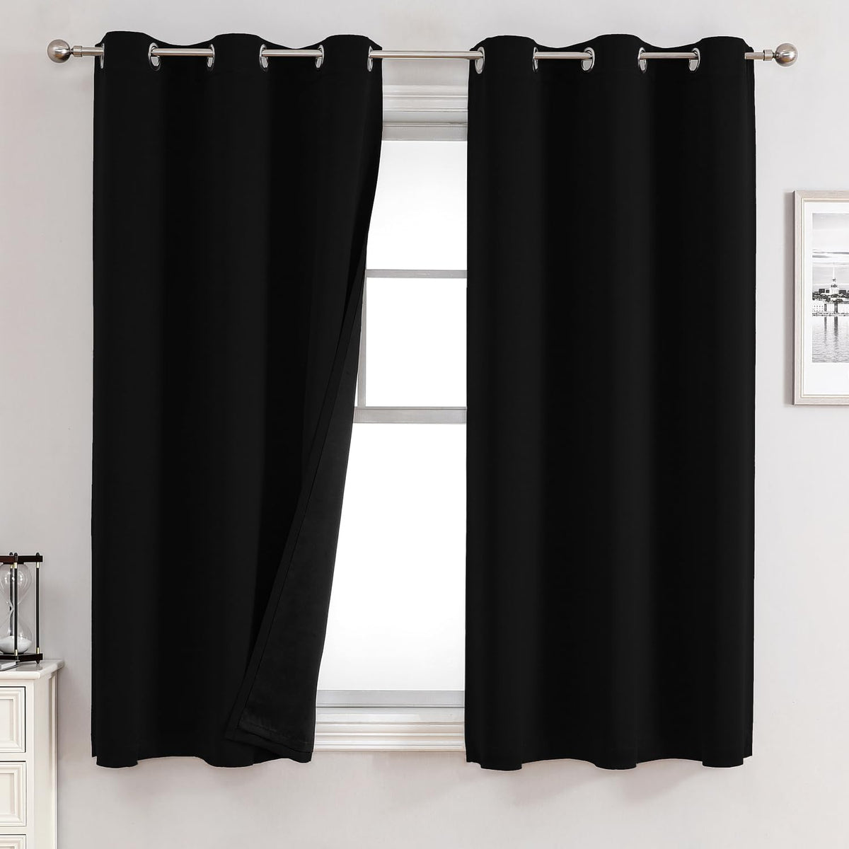 ChrisDowa 100% Blackout Curtains for Bedroom 63 Inches Long 2 Panels Set