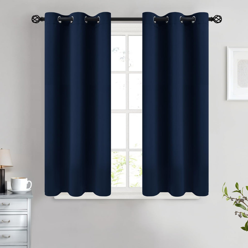COSVIYA Grommet Blackout Room Darkening Navy Blue Curtains 84 inch Length