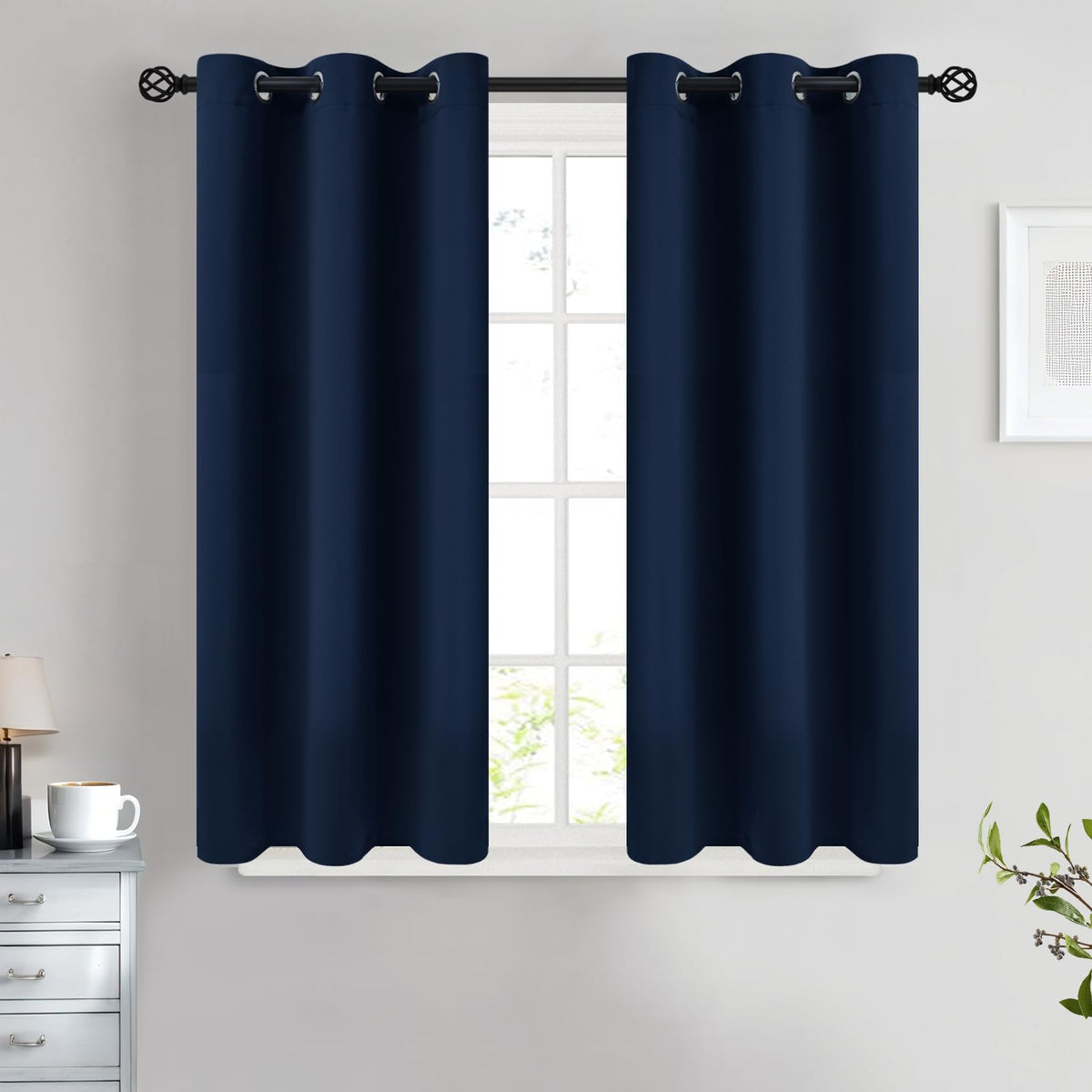 COSVIYA Grommet Blackout Room Darkening Navy Blue Curtains 84 inch Length
