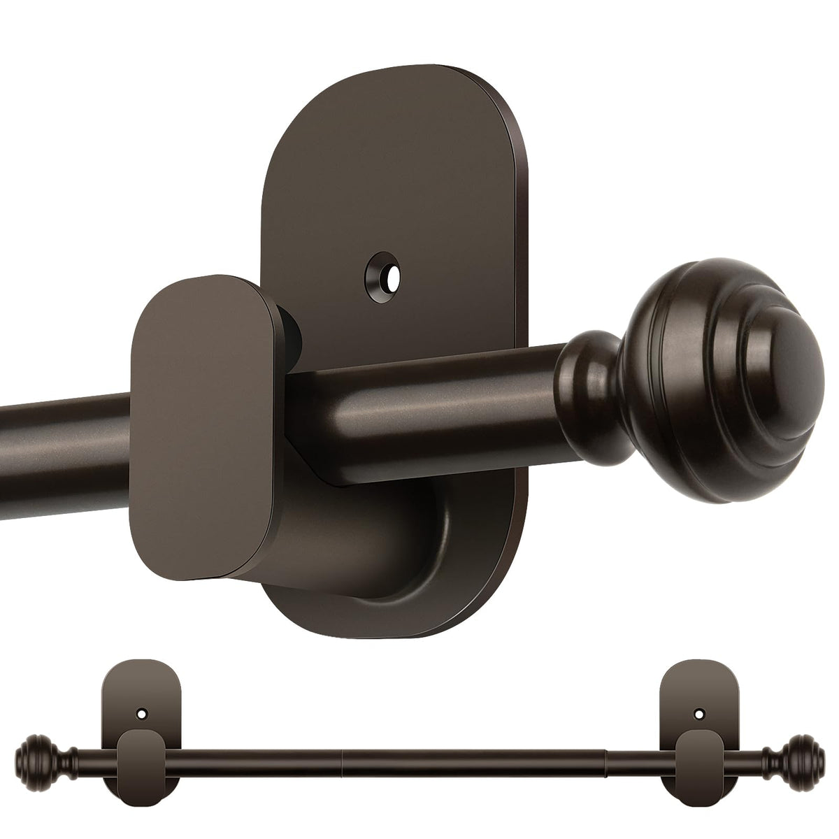 KAMANINA Curtain Rods No Drilling for Windows 32 to 86 Inches, Black